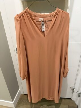 Aritzia Wilfred Molly Midi V-Neck Long Sleeve Dress